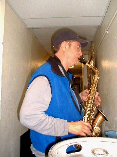 Bill Janssen practicing, 'Backstage'.